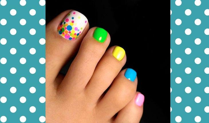 unhas do pé decoradas coloridas