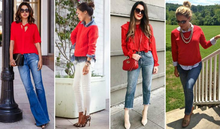 vermelho moda looks com calça jeans pinterest