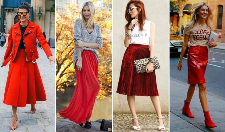vermelho moda looks saia longa e midi pinterest