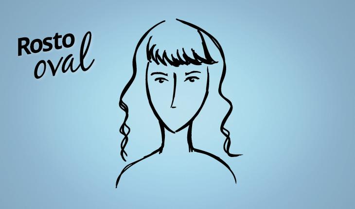 ilustração de mulher com franja e rosto oval