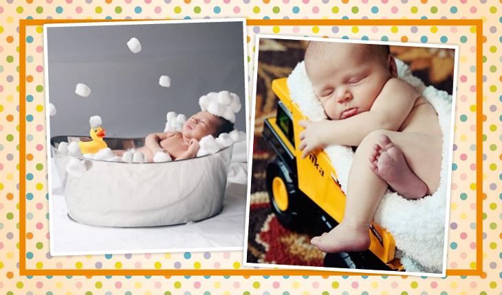 duas fotografias de bebê ensaio newborn