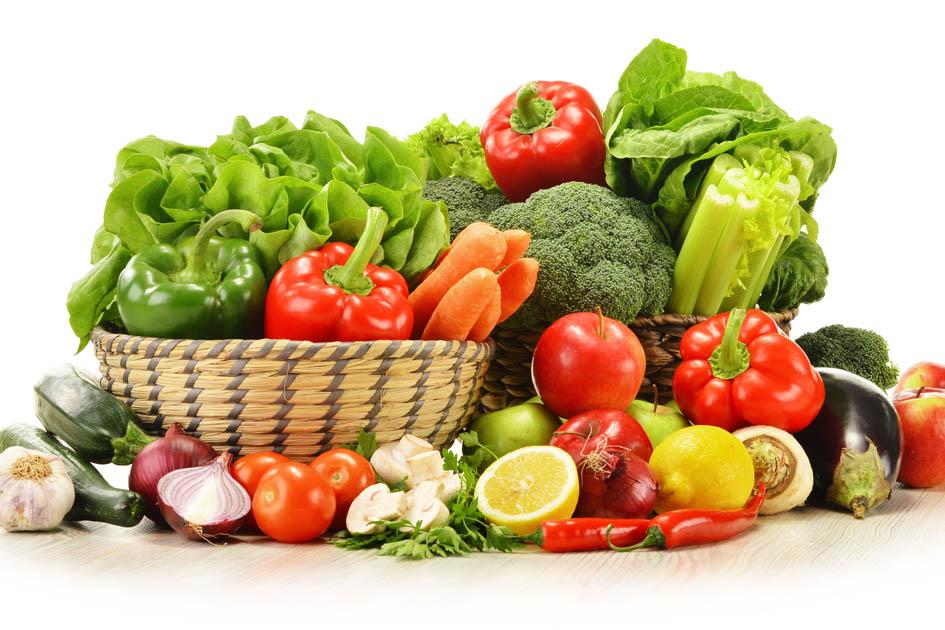 Cesta, legumes, verduras, frutas, alface, tomate, pepino, pimentão, alimentos orgânicos