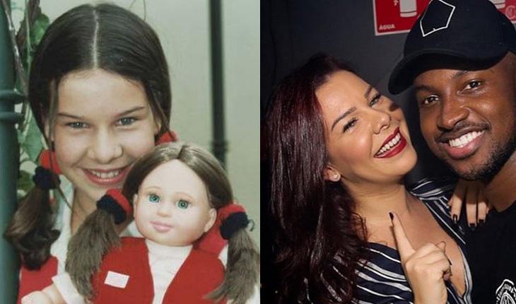 montagem com duas fotos da atriz Fernanda Souza antes e depois