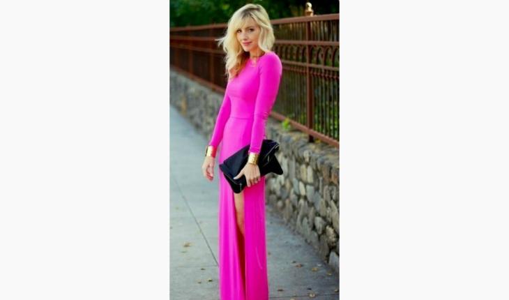 looks com cores flúor vestido longo rosa com fenda pinterest
