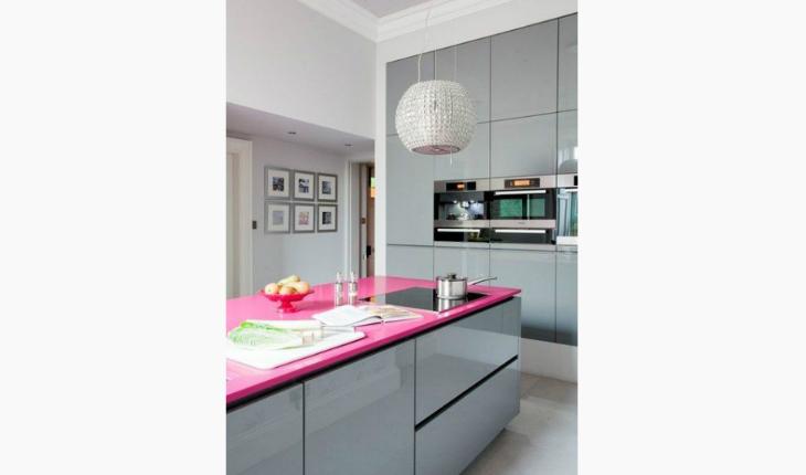 rosa e cinza na decoração cozinha móvel planejado pinterest
