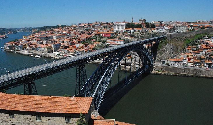 Imagem da Ponte D. Luís I, na cidade do Porto.