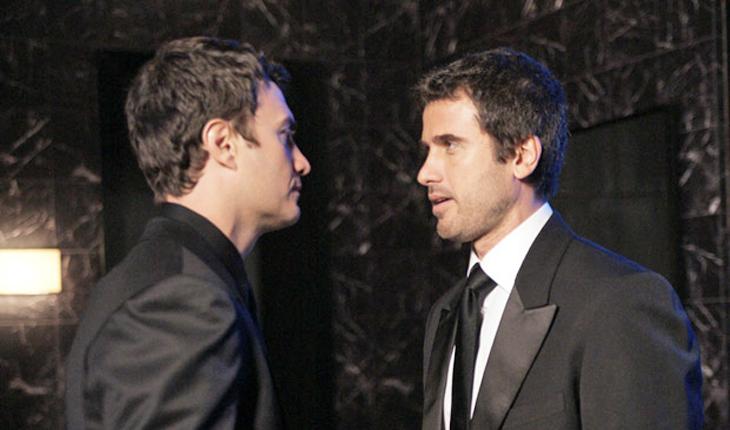 Eriberto Leao e Gabriel Braga Nunes durante cena da novela Insensato Coração