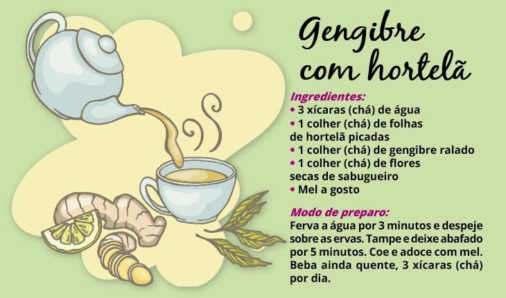 receita de chá com gengibre poderoso e outros ingredientes.