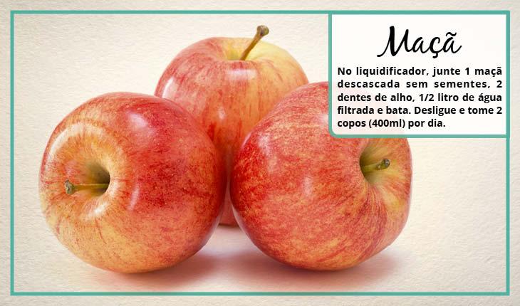 Fotomontagem com receita de remédio caseiro para rinite e sinusite com maçã