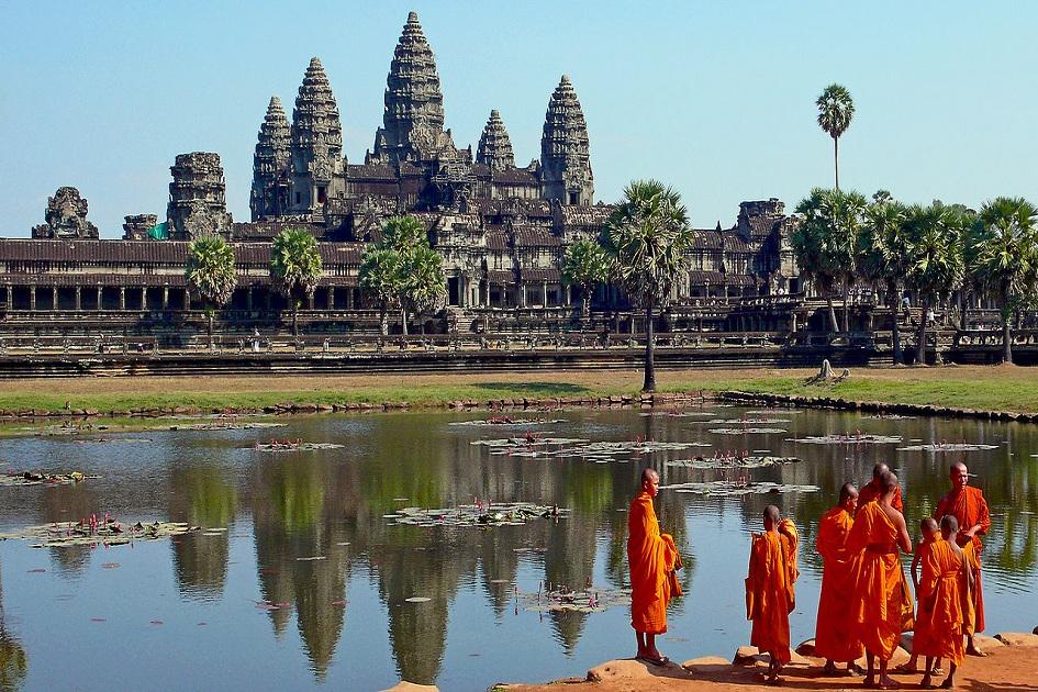 Imagem do templo de Angkor Wat, no Camboja, Sudeste Asiático