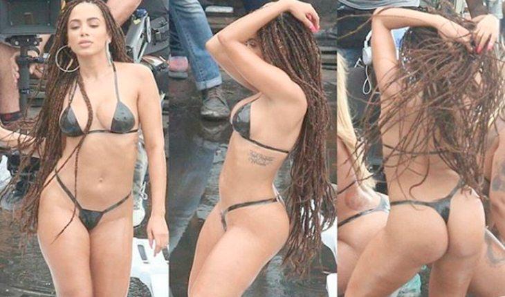 Na montagem de fotos, Anitta de biquíni aparece dançando e sensualizando