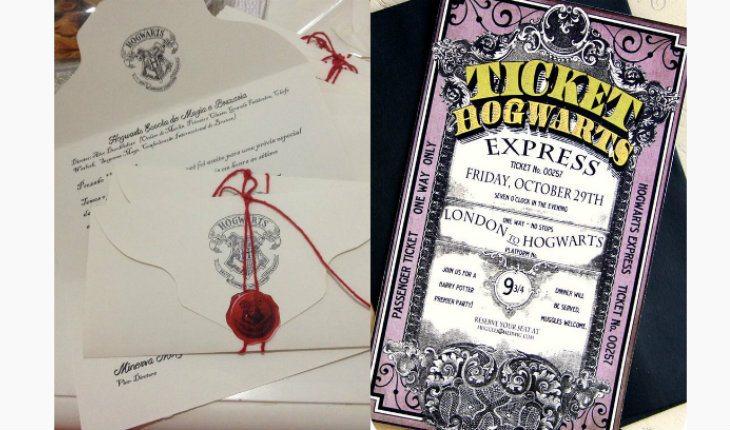 Festa Harry Potter convite carta e bilhete de trem pinterest