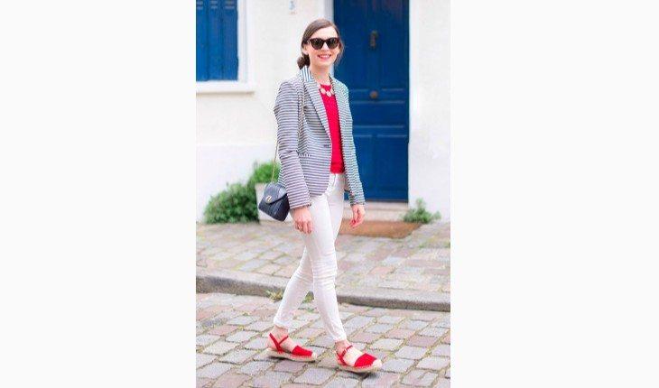 sapato vermelho espadrille com calça branca pinterest