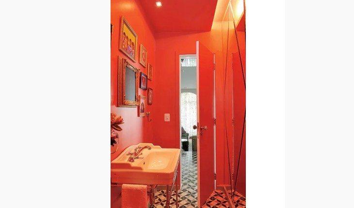 vermelho na decoração banheiro pinterest