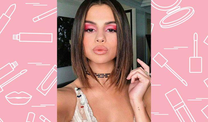Maquiagem dos anos 80. Na foto, Selena Gomez com sombra rosa