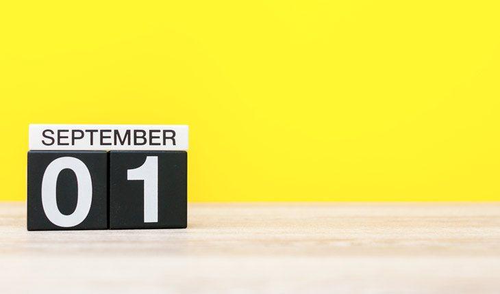 Campanha setembro amarelo. na foto, fundo amarelo com um calendário marcando o dia 1 de setembro