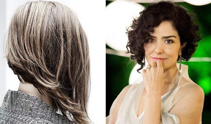 Na imagem há duas fotos de mulheres com o cabelo com corte assimétrico curto