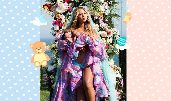 Filhos de famosos que nasceram em 2017. Foto de Beyoncé segurando os filhos gêmeos