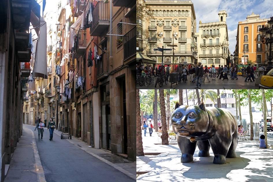 Montagem com algumas fotos do bairro El Raval, em Barcelona.