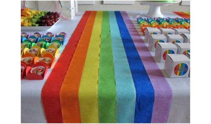 festa infantil com o tema arco-íris