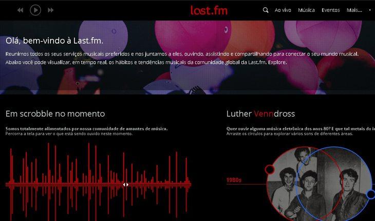 print de tela do site de rede social de músicas LastFm