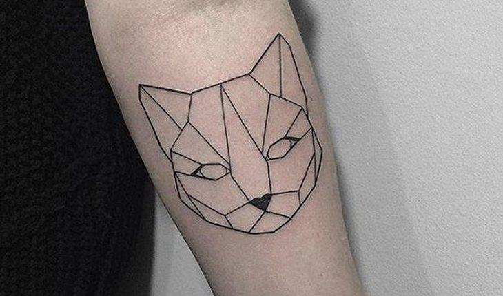 tatuagem de gato estilo origami
