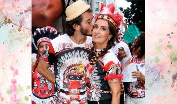 Fátima Bernardes e namorado no Carnaval