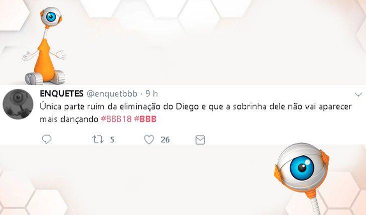 Reações do público com a eliminação do Diego