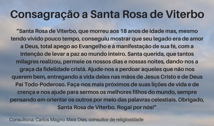 imagem com texto da Consagração a Santa Rosa do Viterbo