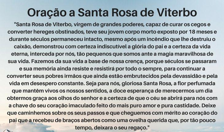 imagem com texto da Oração a Santa Rosa de Viterbo