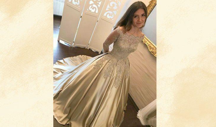 vestido de noiva dourado