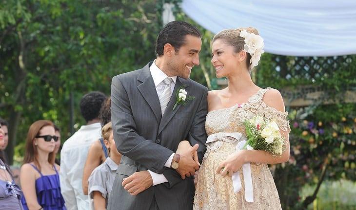 Novelas que completam 10 anos em 2018: Lívia (Grazi Massafera) e João (Ricardo Pereira) se casando.