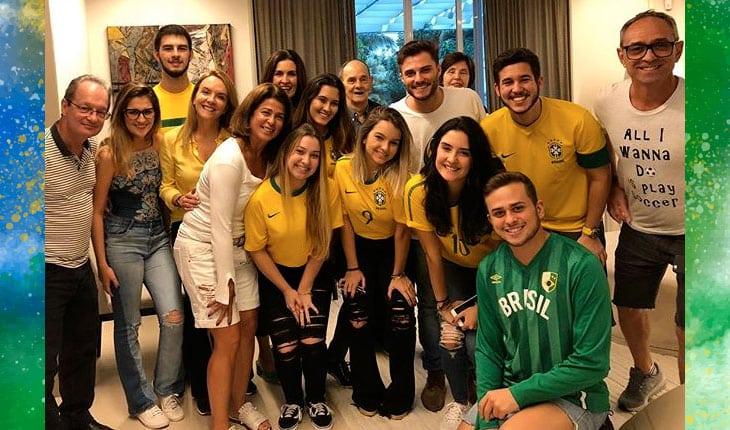 família de fátima bernardes torcendo para o brasil