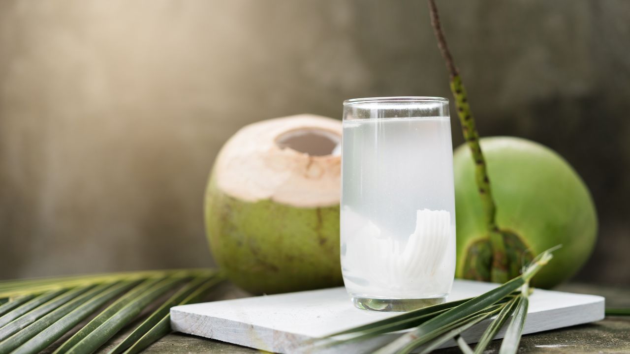 A água de coco está entre os alimentos que reduzem o cansaço