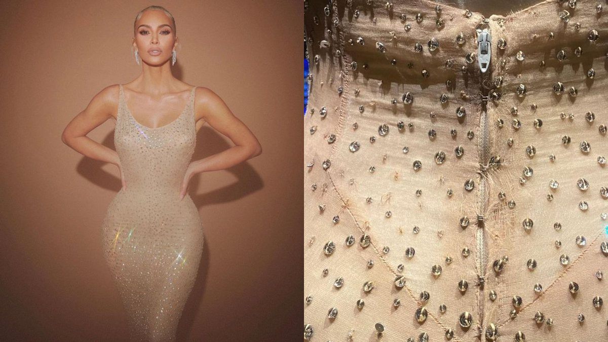 Kim Kardashian causou por surgir no tapete vermelho usando um vestido original de Marilyn Monroe